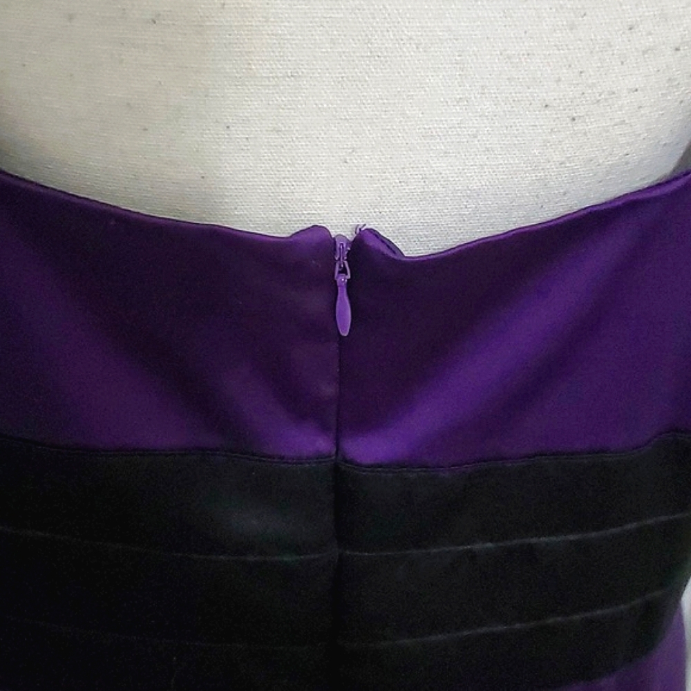 Democracy Purple & Black Pleated Waist Sheath Mini Dress 14 Party Wedding - Picture 8 of 11